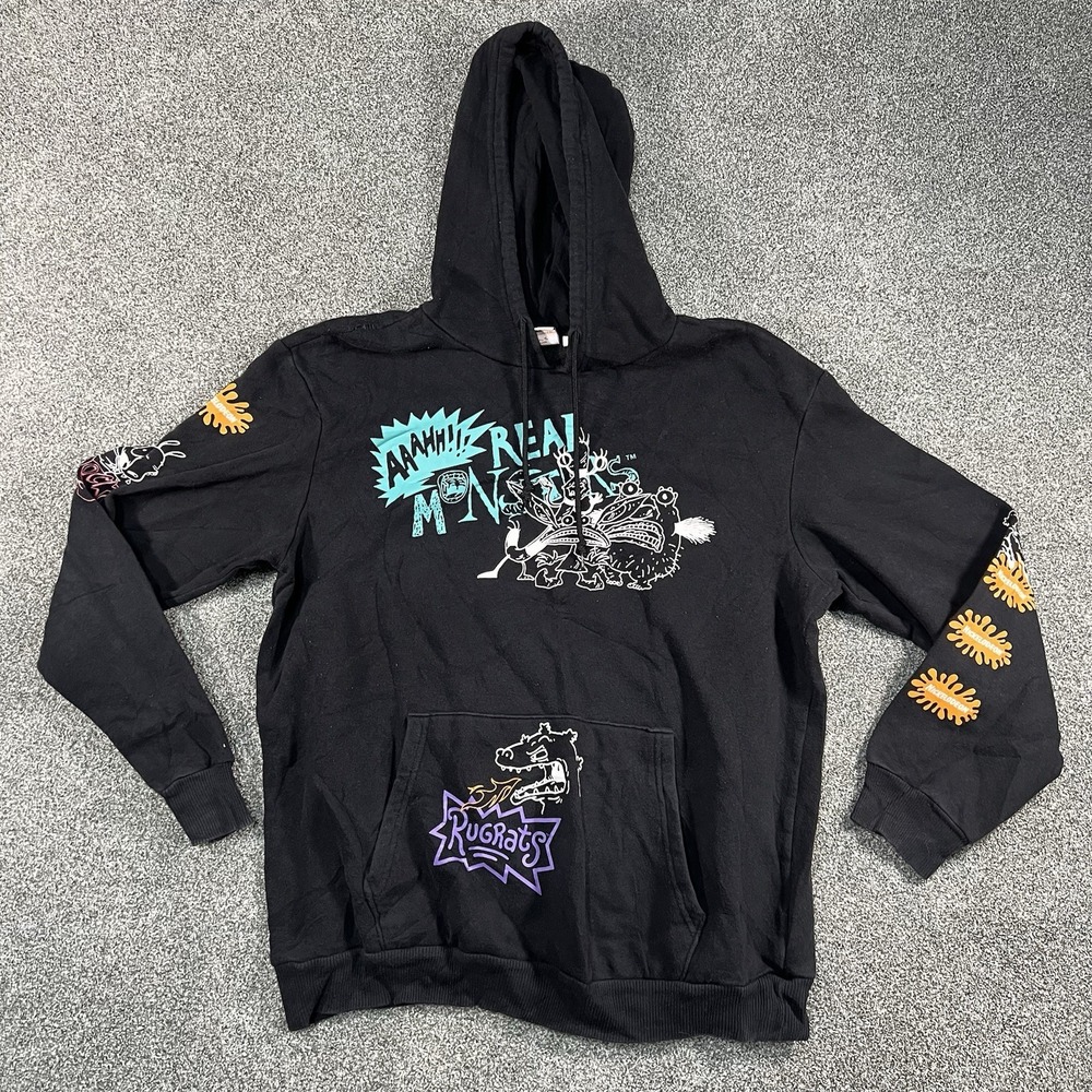 Nickelodeon Rugrats Real Monsters Graphic Hoodie Black Men’s Large